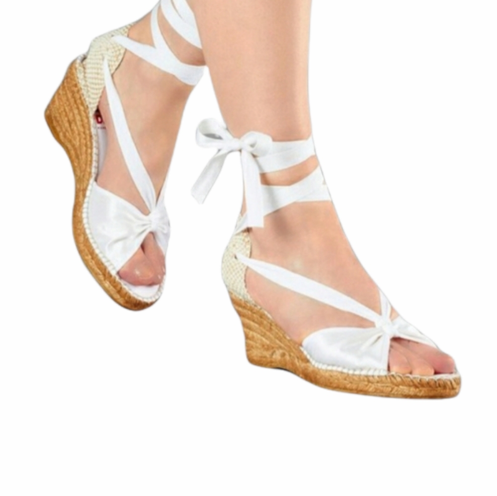 NWOT Silk Wedge Spanish Espadrilles